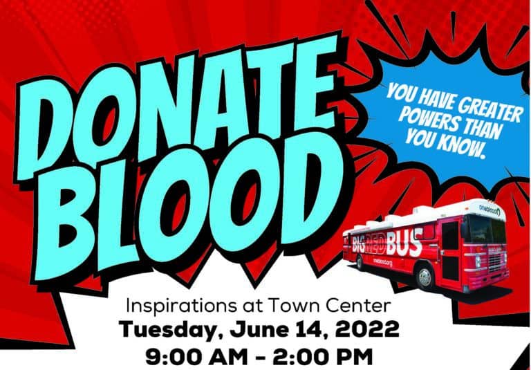 Inspirations at Town Center blood drive header